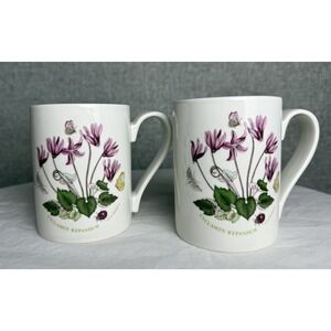 Y2K Portmeirion Botanic Floral Pink Garden Cup China Mug Cyclamen Repandum‎